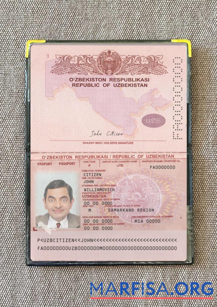 Realistic Uzbekistan passport 2022 present photolook real example